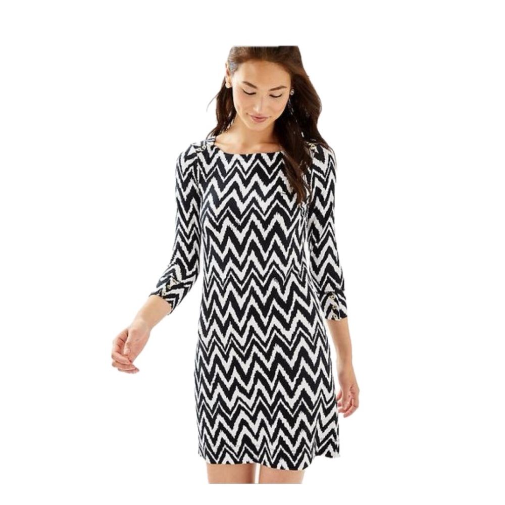 LILLY PULITZER Sophie Upf 50 Shift Dress Get Your Chev On Medium EUC Chevron